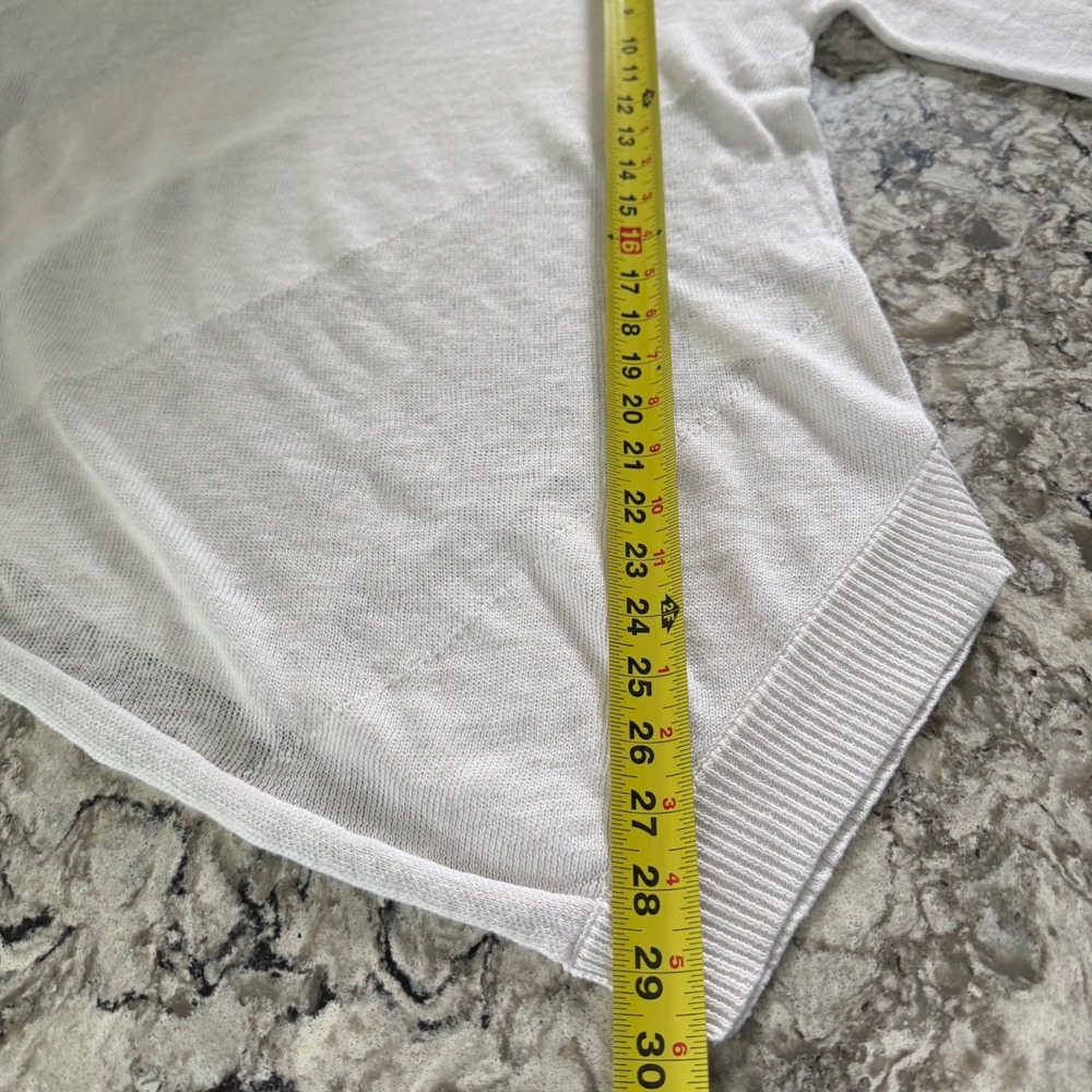 Alice + Olivia Quiana White Asymmetric 100% Linen Knit Pullover Sweater Size XS - Picture 9 of 10